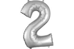 Foil balloon - Number - 2 - Silver - 86 cm